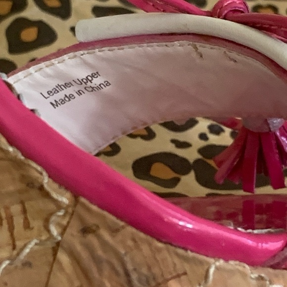 Betsey Johnson NIB Leather Honest Fuchsia Cork Wedge Platform Espadrille Heels 7 - Picture 13 of 17